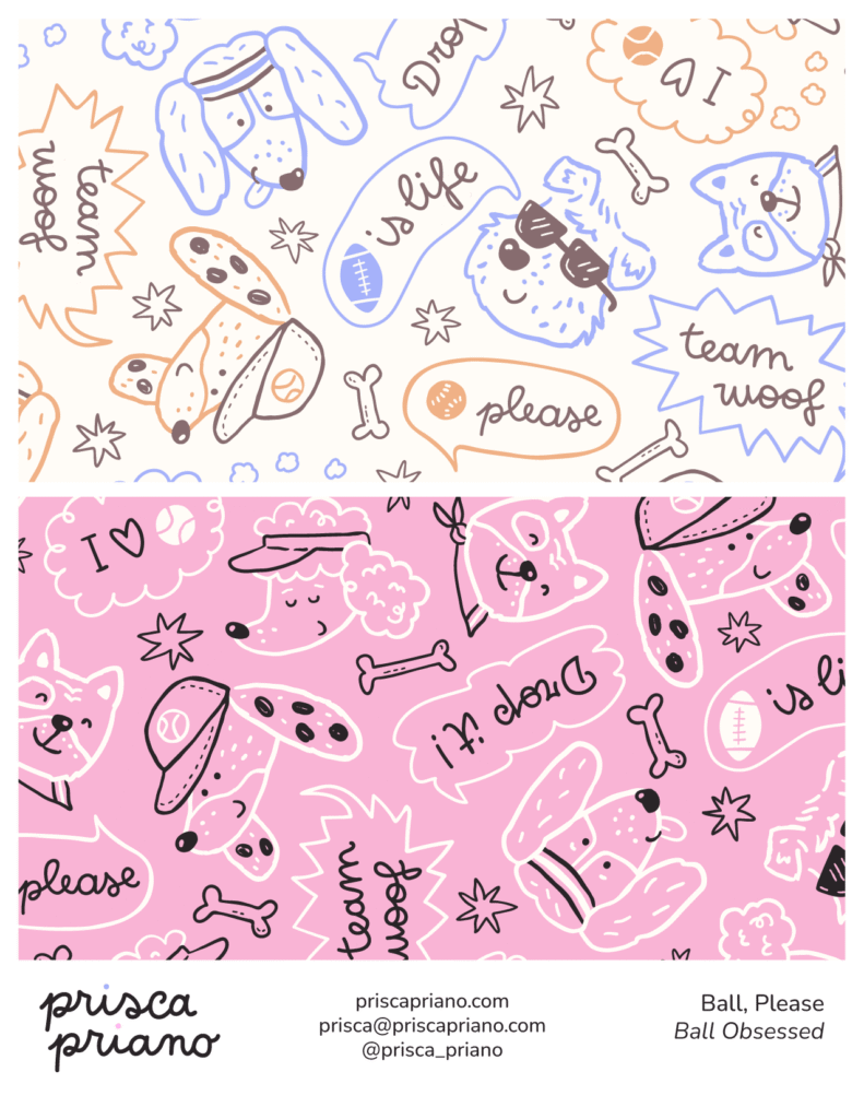 cute doodle dog faces pattern design