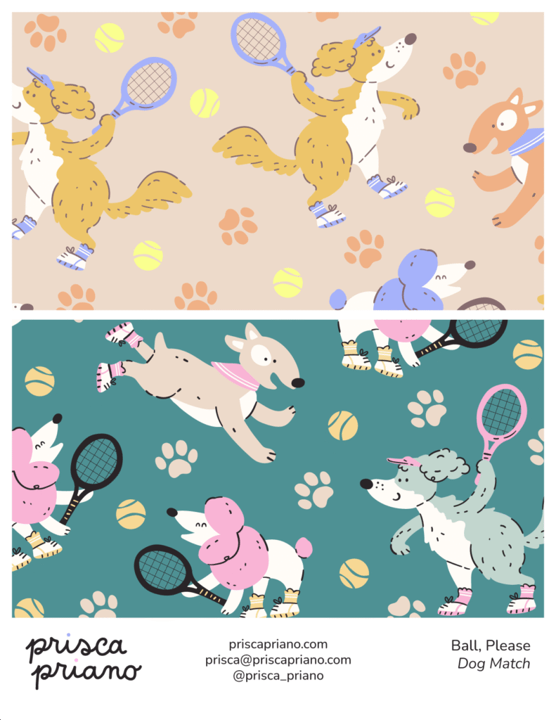 dog-themed patterns for pet products and kids brands