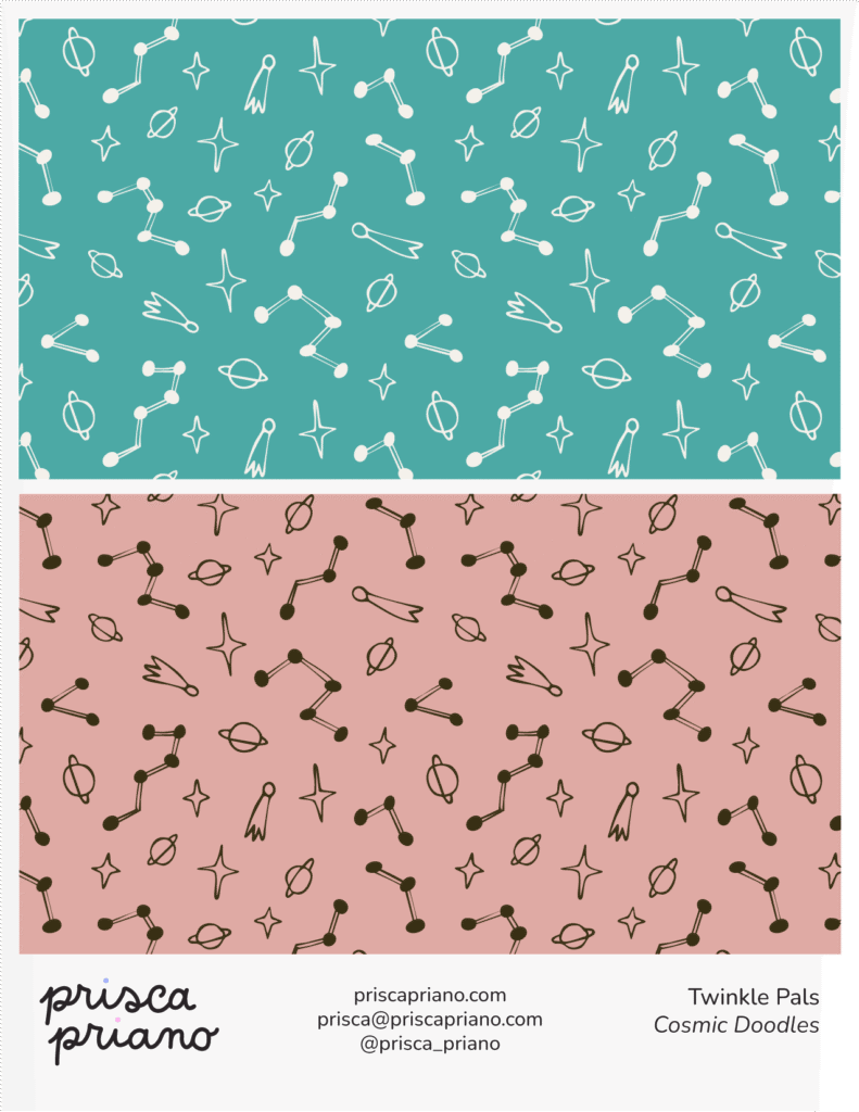 sketchy celestial patterns featuring planets and constellations with a hand-drawn feel