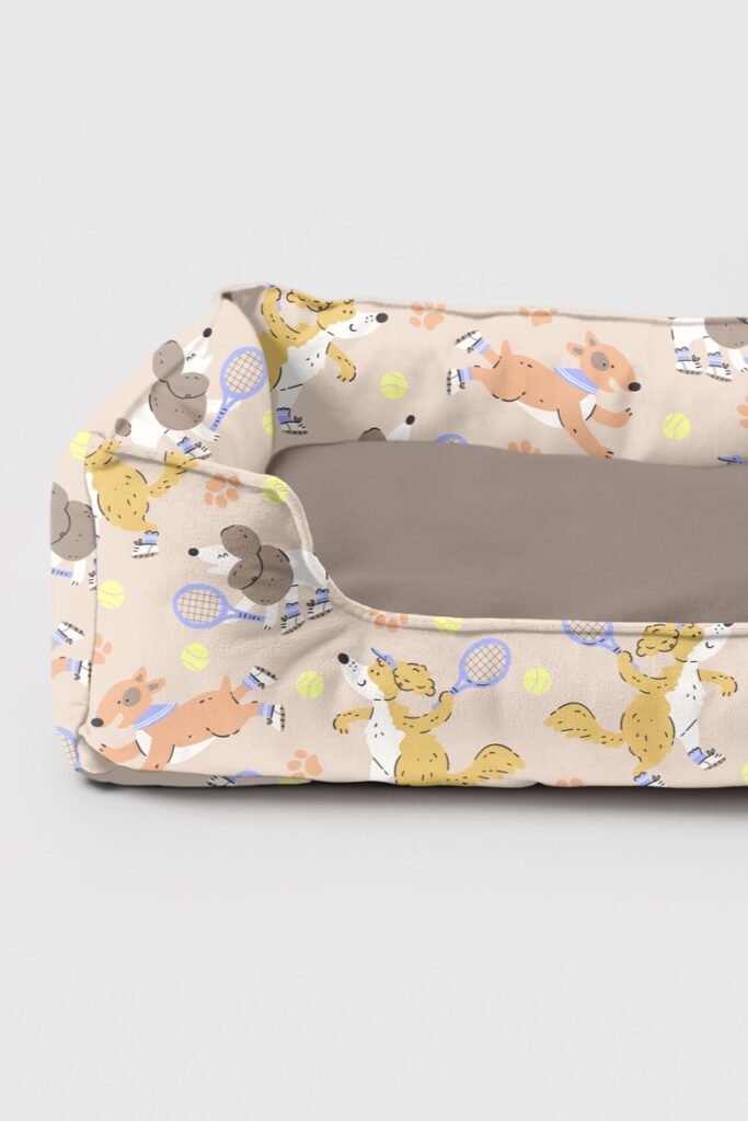 dog print for pet products with dogs playing tennis